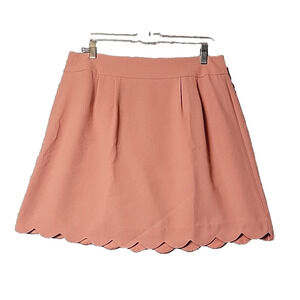 Loft Outlet Salmon Pink Scalloped Hem Lined Mini Skirt Women's Size 10